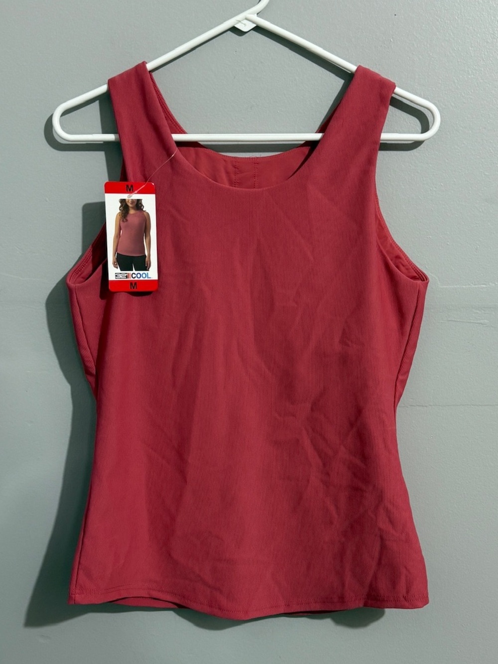 32 Cool Top Womens Medium Ribbed Slate Rose Semi Fitted Workout Athletic